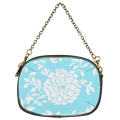 Aqua Blue Floral Pattern Chain Purses (one Side)  by LovelyDesigns4U