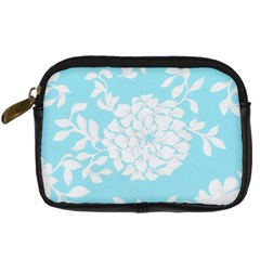 Aqua Blue Floral Pattern Digital Camera Cases by LovelyDesigns4U