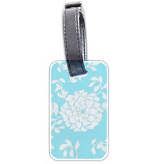 Aqua Blue Floral Pattern Luggage Tags (two Sides) by LovelyDesigns4U