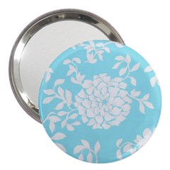 Aqua Blue Floral Pattern 3  Handbag Mirrors by LovelyDesigns4U