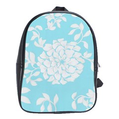 Aqua Blue Floral Pattern School Bags (xl)  by LovelyDesigns4U