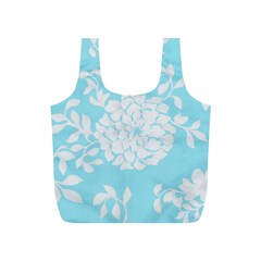 Aqua Blue Floral Pattern Full Print Recycle Bags (s)  by LovelyDesigns4U