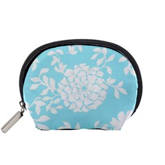 Aqua Blue Floral Pattern Accessory Pouches (small)  by LovelyDesigns4U