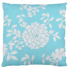 Aqua Blue Floral Pattern Standard Flano Cushion Cases (one Side)  by LovelyDesigns4U