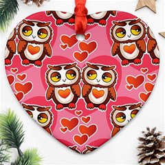 Cute Owls In Love Heart Ornament (2 Sides)