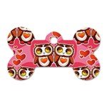 Cute Owls in Love Dog Tag Bone (Two Sides) Back