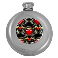 King Of Hearts Round Hip Flask (5 Oz) by LovelyDesigns4U