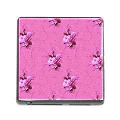 Pink Floral Pattern Memory Card Reader (square) by LovelyDesigns4U