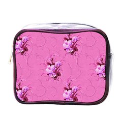 Pink Floral Pattern Mini Toiletries Bags by LovelyDesigns4U