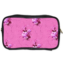 Pink Floral Pattern Toiletries Bags 2-side by LovelyDesigns4U