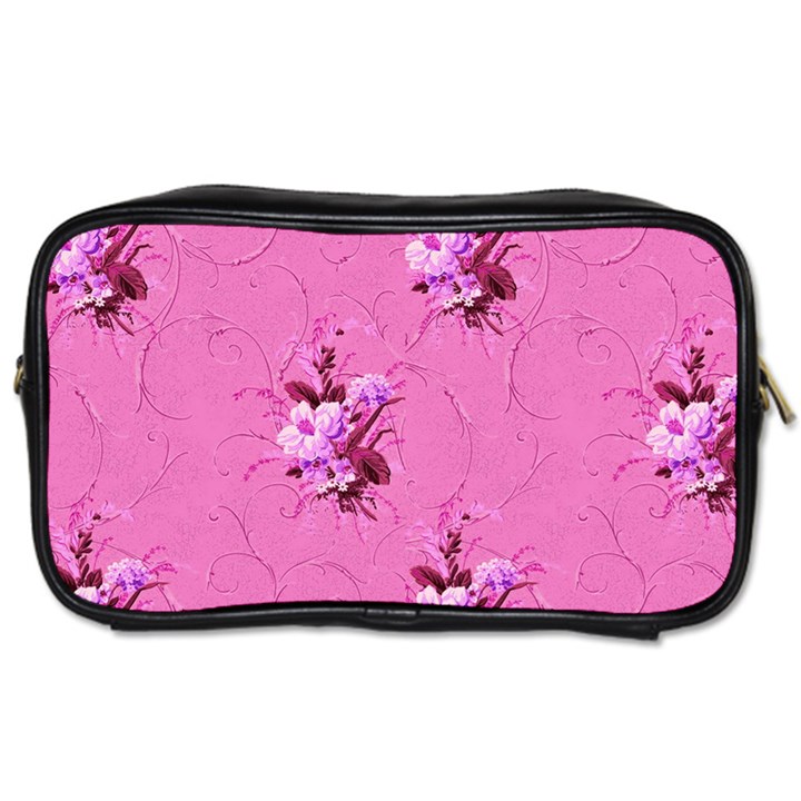 Pink Floral Pattern Toiletries Bags 2-Side