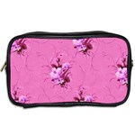 Pink Floral Pattern Toiletries Bags 2-Side Back