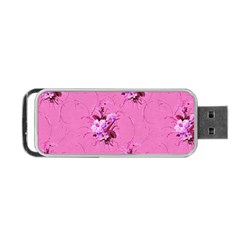 Pink Floral Pattern Portable Usb Flash (two Sides) by LovelyDesigns4U