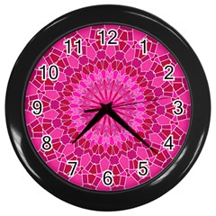 Pink And Red Mandala Wall Clocks (black) by LovelyDesigns4U