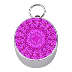 Purple And Pink Mandala Mini Silver Compasses by LovelyDesigns4U