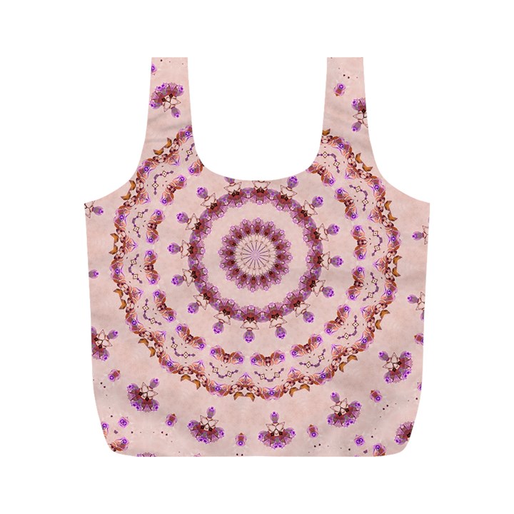 Pink and Purple Roses Mandala Full Print Recycle Bags (M) 