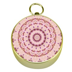 Pink And Purple Roses Mandala Gold Compasses by LovelyDesigns4U