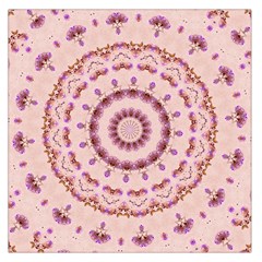 Pink And Purple Roses Mandala Large Satin Scarf (square) by LovelyDesigns4U