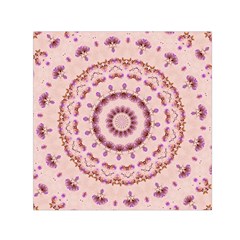 Pink And Purple Roses Mandala Small Satin Scarf (square)  by LovelyDesigns4U