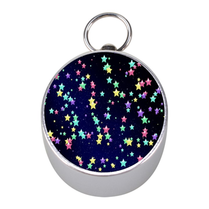 Pretty Stars Pattern Mini Silver Compasses