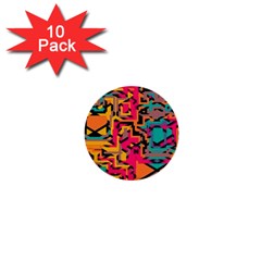 Colorful Shapes 1  Mini Button (10 Pack)  by LalyLauraFLM