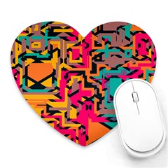 Colorful Shapes Heart Mousepad by LalyLauraFLM