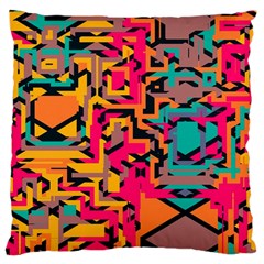 Colorful Shapes Large Cushion Case (two Sides) by LalyLauraFLM