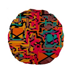 Colorful Shapes Standard 15  Premium Round Cushion  by LalyLauraFLM