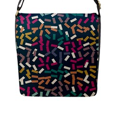 Floating Rectangles Flap Closure Messenger Bag (l) by LalyLauraFLM