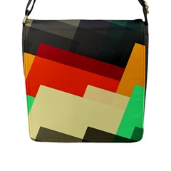 Miscellaneous Retro Shapes Flap Closure Messenger Bag (l) by LalyLauraFLM