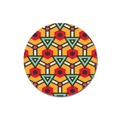 Triangles And Hexagons Pattern Magnet 3  (round) by LalyLauraFLM