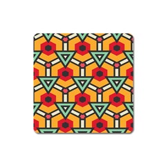 Triangles And Hexagons Pattern Magnet (square) by LalyLauraFLM