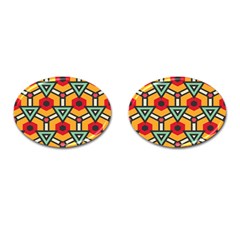 Triangles And Hexagons Pattern Cufflinks (oval) by LalyLauraFLM