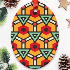 Triangles And Hexagons Pattern Oval Ornament (two Sides) by LalyLauraFLM