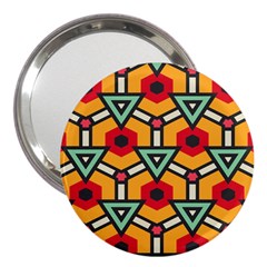 Triangles And Hexagons Pattern 3  Handbag Mirror by LalyLauraFLM