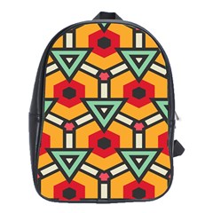 Triangles And Hexagons Pattern School Bag (xl) by LalyLauraFLM