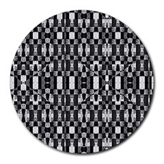 Black And White Geometric Tribal Pattern Round Mousepads by dflcprints