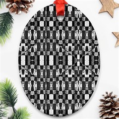 Black And White Geometric Tribal Pattern Ornament (oval)  by dflcprints