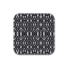 Black And White Geometric Tribal Pattern Rubber Square Coaster (4 Pack)  by dflcprints