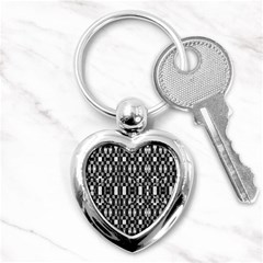 Black And White Geometric Tribal Pattern Key Chains (heart)  by dflcprints