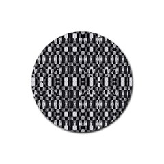 Black And White Geometric Tribal Pattern Rubber Coaster (round)  by dflcprints