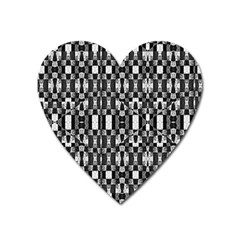 Black And White Geometric Tribal Pattern Heart Magnet by dflcprints