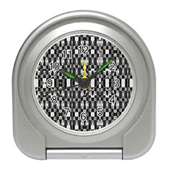 Black And White Geometric Tribal Pattern Travel Alarm Clocks by dflcprints