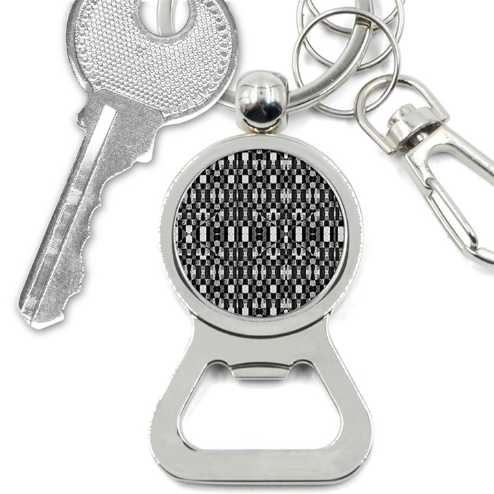 Black and White Geometric Tribal Pattern Bottle Opener Key Chains