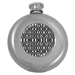 Black And White Geometric Tribal Pattern Round Hip Flask (5 Oz) by dflcprints