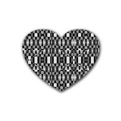 Black And White Geometric Tribal Pattern Rubber Coaster (heart)  by dflcprints