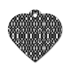 Black And White Geometric Tribal Pattern Dog Tag Heart (one Side) by dflcprints