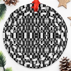 Black And White Geometric Tribal Pattern Ornament (round Filigree)  by dflcprints