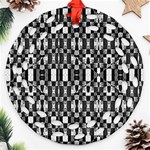 Black and White Geometric Tribal Pattern Round Filigree Ornament (2Side) Front