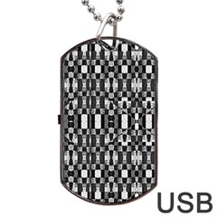 Black And White Geometric Tribal Pattern Dog Tag Usb Flash (one Side) by dflcprints